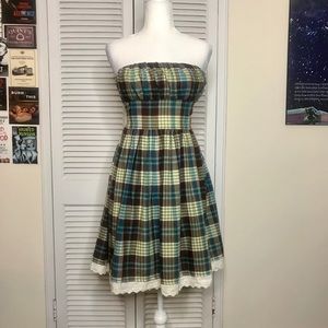 Vintage Strapless Plaid Fit & Flare Dress - Small
